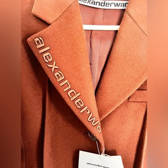 NWT Alexander Wang Long Darted Single Breasted Wool BlendCoat Sz M Hailey Bieber - Picture 5 of 11